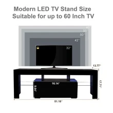 QQD LED TV Stand High Glossy Front Entertainment Center Modern Television Stands With Large Storage Wood TV Stand For 55/60 Inch TV Gaming Media TV Console For Living Room Bedroom