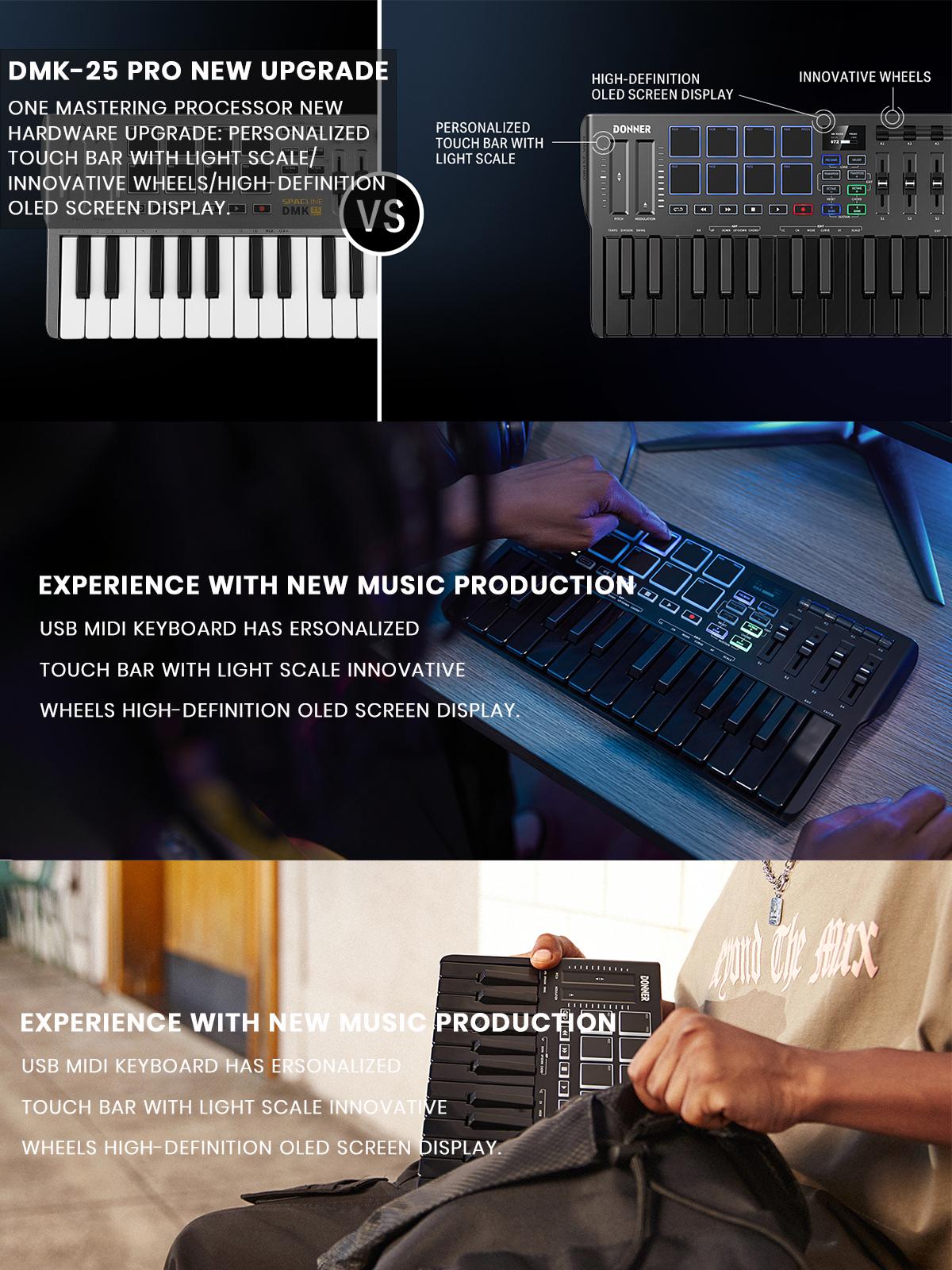 Donner MIDI Keyboard Controller 25 Mini Key Portable USBC MIDI