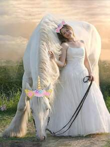 6件套独角兽派对礼品套装，包括独角兽头箍 - 带角头箍的独角兽派对用品，适合生日、万圣节、圣诞节、感恩节派对等场合。 - 彩色 - 查看 9