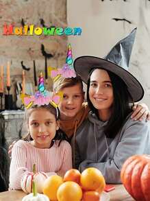 6件套独角兽派对礼品套装，包括独角兽头箍 - 带角头箍的独角兽派对用品，适合生日、万圣节、圣诞节、感恩节派对等场合。 - 彩色 - 查看 8