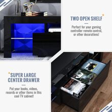 QQD LED TV Stand High Glossy Front Entertainment Center Modern Television Stands With Large Storage Wood TV Stand For 55/60 Inch TV Gaming Media TV Console For Living Room Bedroom