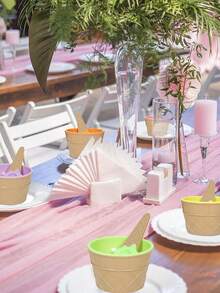 1套隨機顏色塑料冰淇淋甜點碗和匙子，派對裝飾冷凍酸奶碗，冰塊，派對，旅行，婚禮，生日，畢業，單身派對，廚房，廚房用品，儲物，裝飾，戶外使用