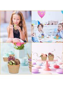 1套隨機顏色塑料冰淇淋甜點碗和匙子，派對裝飾冷凍酸奶碗，冰塊，派對，旅行，婚禮，生日，畢業，單身派對，廚房，廚房用品，儲物，裝飾，戶外使用