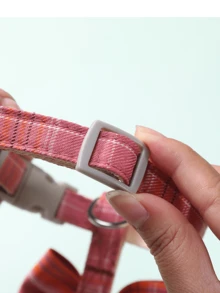 1pc Polyester Butterfly Chest & Back Type Grid Dog & Cat Harness, Outdoor Walking - Hot Pink - View 4