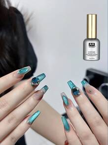 綠色半透明貓眼凝膠指甲油,夏天極光效果那使皮膚 - 綠色 - 查看 1