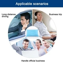 1 件 PVC 植绒方形腰枕，腰垫，午睡充气枕，户外露营背部支撑，旅行充气植绒枕 - 藍色 - 查看 3