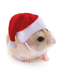 1pc Small Animals Pet Santa Claus Hat Rabbit Hamster Rats Festival Costume Christmas Cap with Band - Red and White - View 2