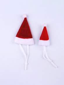 1pc Small Animals Pet Santa Claus Hat Rabbit Hamster Rats Festival Costume Christmas Cap with Band - Red and White - View 4