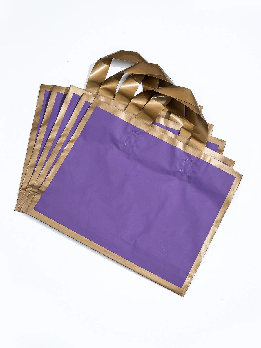 5 Piezas/set Bolsas De Embalaje Moradas Con Marco Dorado Helado - Morado - Ver 1
