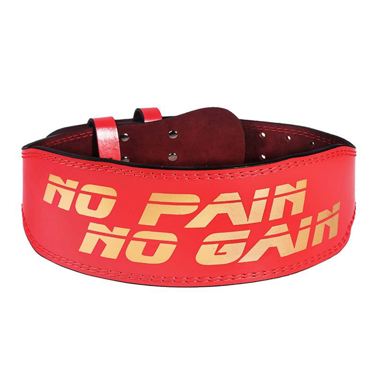 Red Waist Support Belt With 'no Pain No Gain' Print - Red - View 1