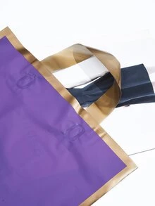 5 Piezas/set Bolsas De Embalaje Moradas Con Marco Dorado Helado - Morado - Ver 2