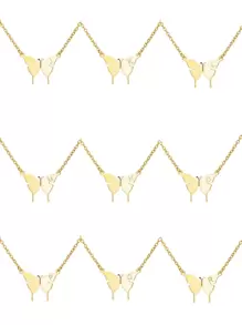 1入組女性金色不銹鋼歐美風格簡約風&甜美風蝴蝶和字母吊墜項鍊合適的適用於日常穿著 - 金黃色 - 查看 9