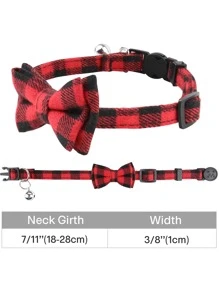 1 Pc Bowknot Decor Pet Collar - Red - View 5