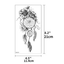 防水暫時性刺青貼紙,捕夢器花卉愛心閃光刺青,蝴蝶蓮花身體藝術手臂假袖紋身貼紙女性專用 - 藍色 - 查看 5