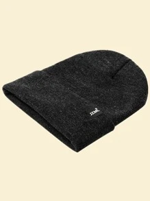 JZML 1 chiếc mũ len trang trí nhãn chữ Unisex cho mùa thu thường ngày - Màu xám đen - Xem 3