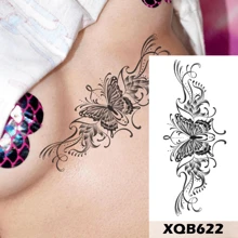 防水暫時性刺青貼紙,捕夢器花卉愛心閃光刺青,蝴蝶蓮花身體藝術手臂假袖紋身貼紙女性專用 - 藍色 - 查看 10