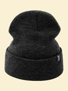 JZML 1 chiếc mũ len trang trí nhãn chữ Unisex cho mùa thu thường ngày - Màu xám đen - Xem 2