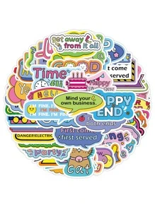 60pcs Pegatinas De Frases En Inglés Para Decorar Cuadernos, Papelería, Diarios, Álbumes De Recortes - Multicolor - Ver 1