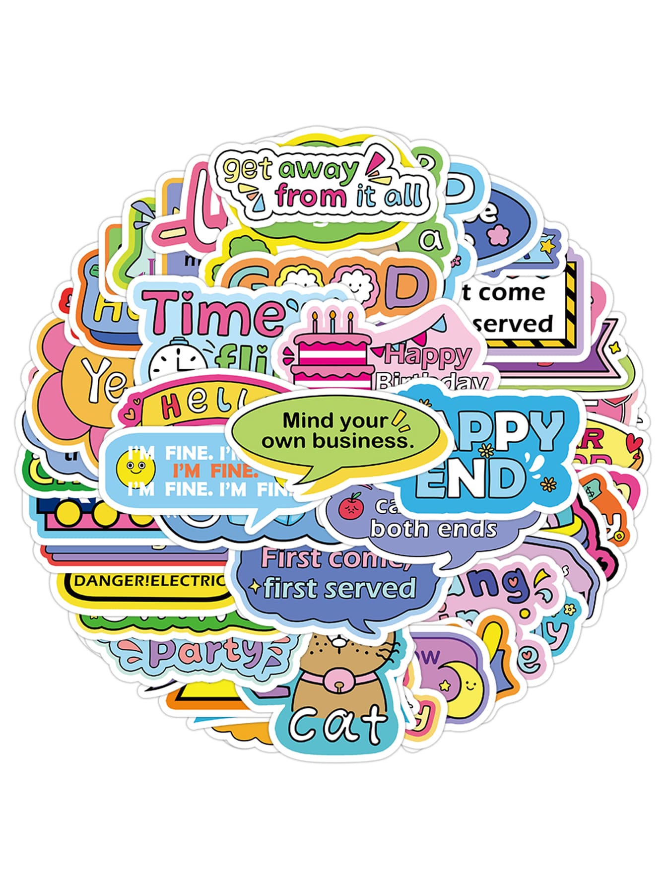 60pcs Pegatinas De Frases En Inglés Para Decorar Cuadernos, Papelería, Diarios, Álbumes De Recortes - Multicolor - Ver 1