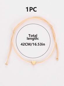 1入組甜心珠鏈手鍊，編織心形手腕裝飾，適用於婚禮/派對/友誼/伴娘/休閒手鐲 - 金色 - 查看 5