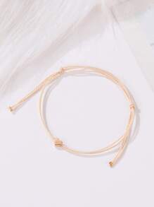 1入組甜心珠鏈手鍊，編織心形手腕裝飾，適用於婚禮/派對/友誼/伴娘/休閒手鐲 - 金色 - 查看 6