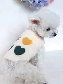 1入組寵物衣服溫暖搖粒絨背心帶愛心圖案適用於小狗和貓,秋天&冬天 - 彩色 - 查看 3