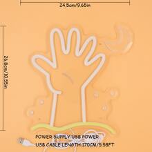 1個五指張開的手工LED霓虹燈招牌，適用於夜間派對裝飾、冠軍手勢、手語舉手、情人節、握手與傑尼斯女神祭、婦女節 - 彩色 - 查看 2