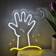 1個五指張開的手工LED霓虹燈招牌，適用於夜間派對裝飾、冠軍手勢、手語舉手、情人節、握手與傑尼斯女神祭、婦女節 - 彩色 - 查看 1