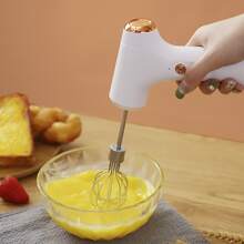1pc Usb Rechargeable Electric Wireless Egg Beater Small Cream Automatic Whisk For Home Baking - White - View 5