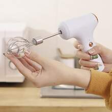 1pc Usb Rechargeable Electric Wireless Egg Beater Small Cream Automatic Whisk For Home Baking - White - View 4