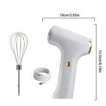 1pc Usb Rechargeable Electric Wireless Egg Beater Small Cream Automatic Whisk For Home Baking - White - View 6