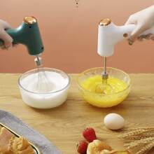 1pc Usb Rechargeable Electric Wireless Egg Beater Small Cream Automatic Whisk For Home Baking - White - View 3