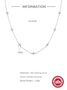 1 Piece 925 Sterling Silver Ladies' Clavicle Necklace Flowers Diamonds Clover  Necklaces For Women Chains Neck Wedding collars - Silver - View 3