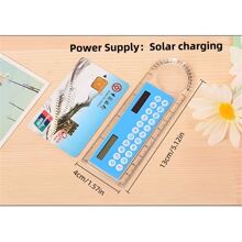 1入迷你多功能13cm學生尺,帶有太陽能計算機、角度放大鏡和計算機 - 白色 - 查看 9