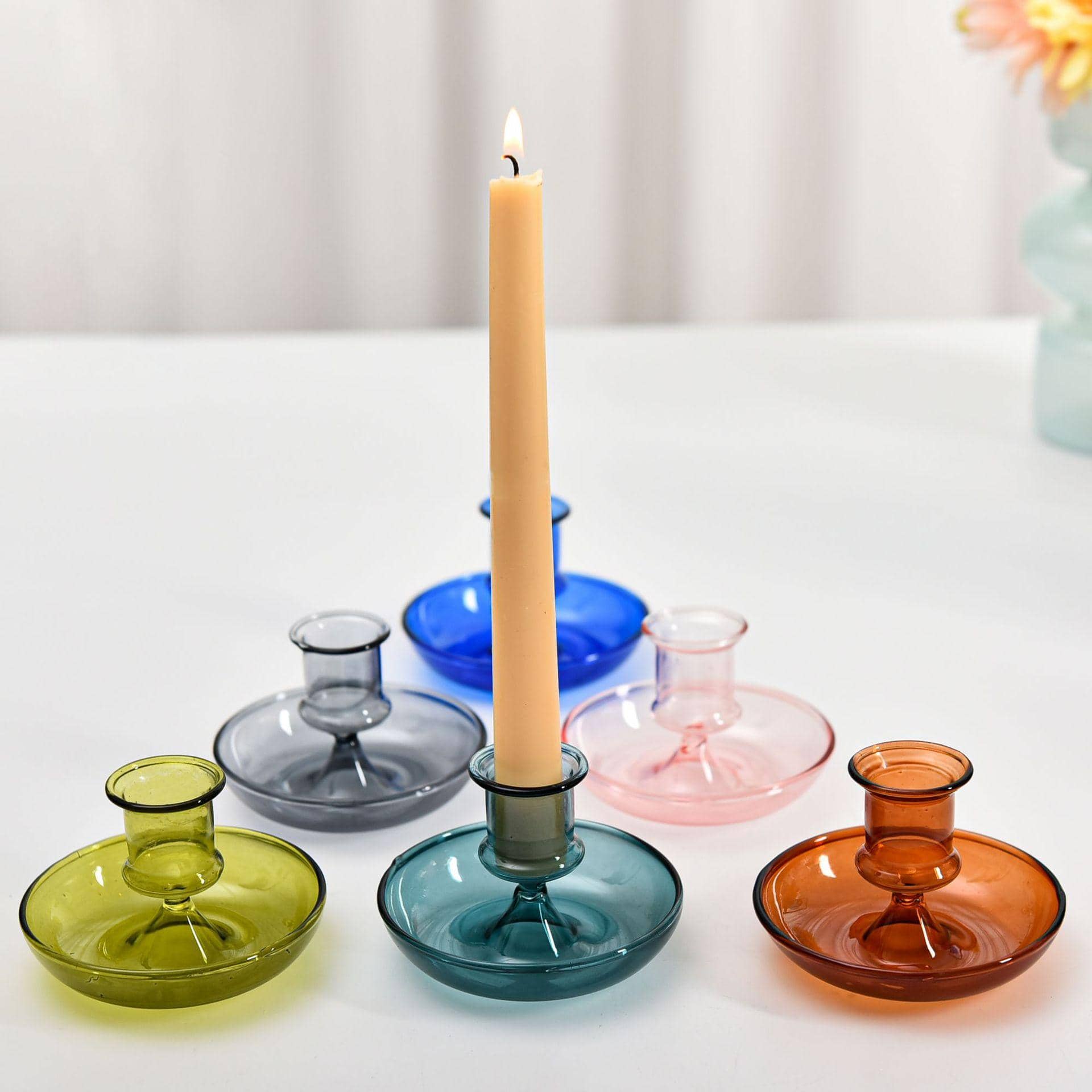 1pc Colored Glass Floating Candle Holder SHEIN USA