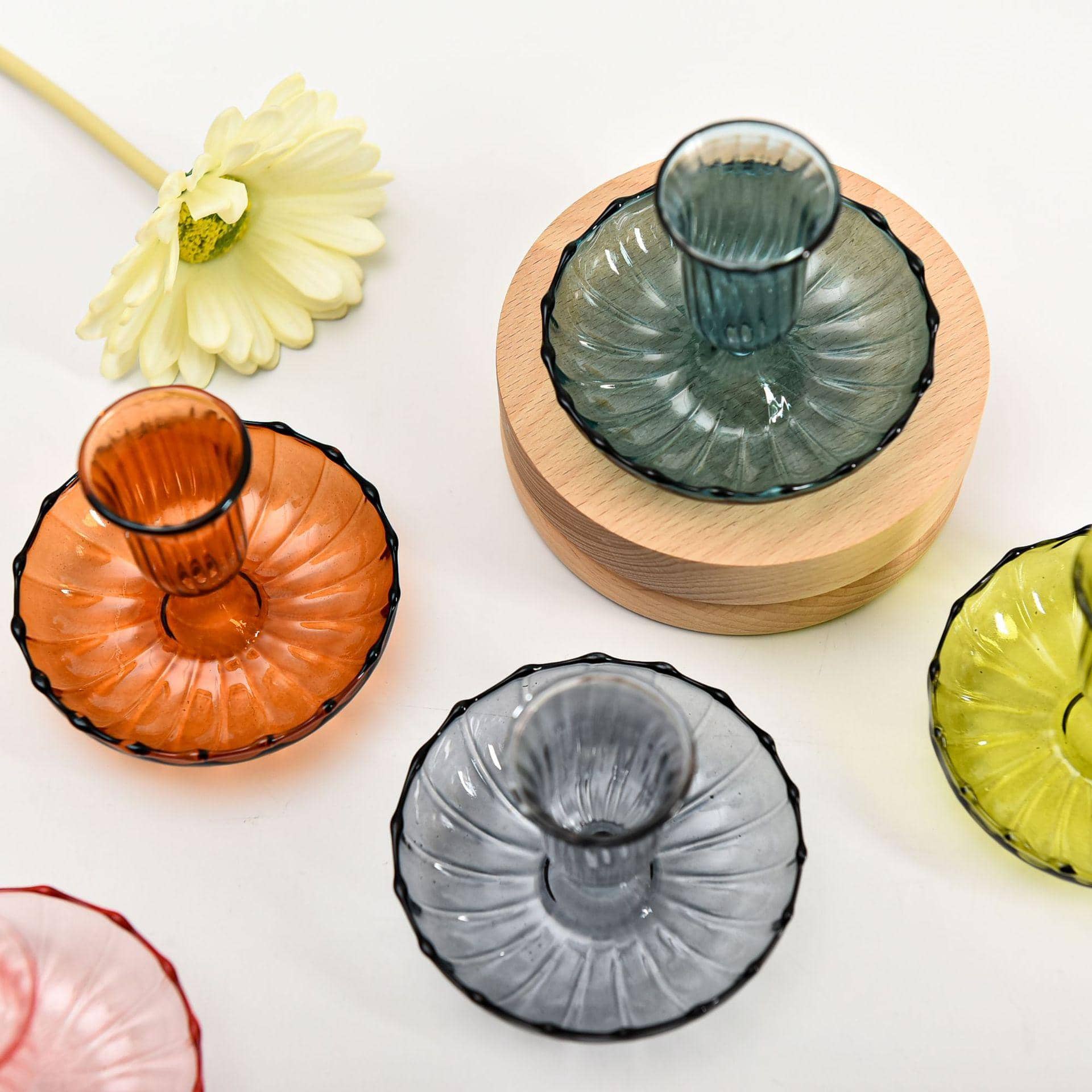 1pc Colored Glass Floating Candle Holder SHEIN USA
