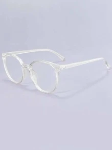 1 件男女通用圆形时尚眼镜，适合办公和阅读 - 無色 - 查看 1