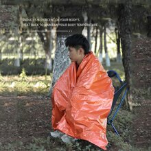 1 件戶外信封式緊急毯睡袋,多功能 Pe 鋁箔急救毯,適用於露營、旅行、帳篷和寒冷天氣保暖 - 橘色 - 查看 2