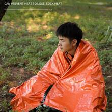 1 件戶外信封式緊急毯睡袋,多功能 Pe 鋁箔急救毯,適用於露營、旅行、帳篷和寒冷天氣保暖 - 橘色 - 查看 3