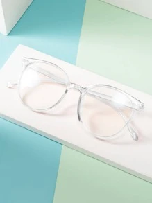 1 件男女通用圆形时尚眼镜，适合办公和阅读 - 無色 - 查看 6