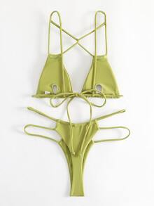 Modischer, sexy Bikini-Set mit Schnürung, Mini-Cup für den Sommer