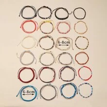 24pcs/Set Nepal Style & Linen Woven Rainbow Bohemian Handmade Bracelets, Surfer Bracelets, Friendship Bracelets