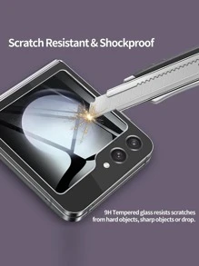 Screen Protector Compatible With Samsung Z Flip 5, 2 Packs Back Screen Protector Full Screen HD Clear Scratch Resistant Tempered Glass Exterior Screen Protector Compatible With Samsung Galaxy Z Flip 5 2023 - Clear - View 5