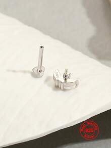 1入組純銀 S925 蛋白石和合成澳大利亞蛋白石鑲嵌心形平頭女士軟骨耳環，時尚多功能女士珠寶禮物