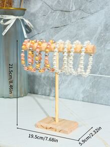 1入實木單層手鍊和手錶收納展示架，日常家用和商店商品展示 - 黃色 - 查看 4