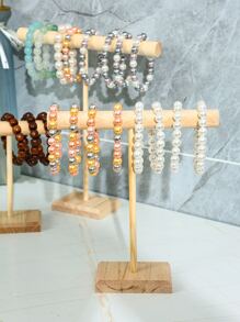 1入實木單層手鍊和手錶收納展示架，日常家用和商店商品展示 - 黃色 - 查看 6