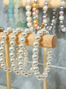 1入實木單層手鍊和手錶收納展示架，日常家用和商店商品展示 - 黃色 - 查看 7