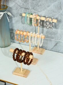 1入實木單層手鍊和手錶收納展示架，日常家用和商店商品展示 - 黃色 - 查看 2