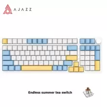 Ajazz Ak992機械鍵盤三模熱插拔2.4g/有線/bt Pbt三拼音鍵帽rgb遊戲筆記本電腦- Tandy開關無盡夏日 - 藍白色 - 查看 1