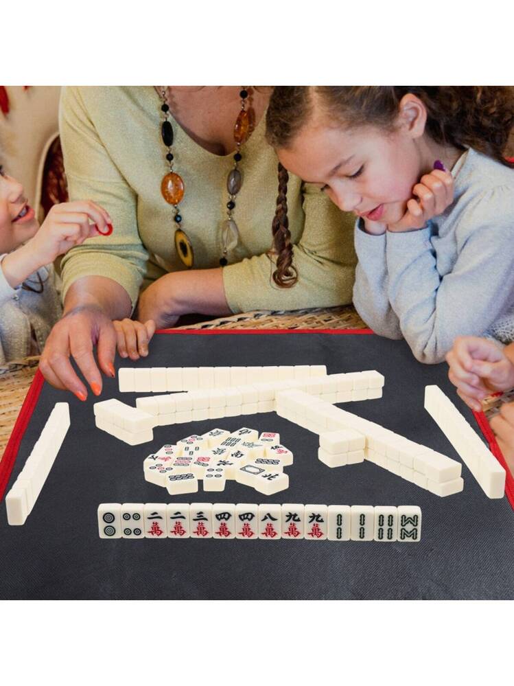 Ensembles de Mahjong - Jeu de Table Traditionnel Miniature de Voyage Chinois avec Sac - Jeu de Table Portable avec 146 tuiles de Mahjong en résine de mélamine pour Les Loisirs en
